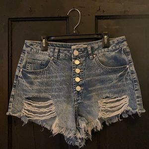 high wasted cropped denim shorts